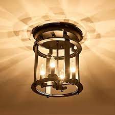 Our new rustic lighting category includes several recent additions such as hanging swags, ceiling light fixtures and rustic pendants. Uofus Vintage Rustic Ceiling Lighting Fixture Metal Semi Flush Mount Chandelier 4 Lights For Dining Room Bedroom Farmhouse Passageway Kitchen Farmhouse Island Amazon Com