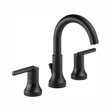 Delta Trinsic 8 In Widespread 2 Handle Bathroom Faucet With Metal Drain Assembly In Matte Black In 2020 Delta Trinsic Delta Faucets Bathroom Bathroom Faucets