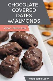 Chocolate Covered Dates W Almonds Dairy Free Recipes Dessert Vegetarian Recipes Dessert Sweet Recipes Desserts