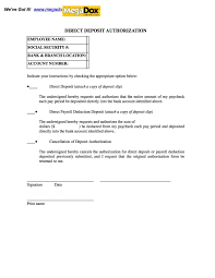 employee authorization for direct deposit legal forms and business templates megadox com