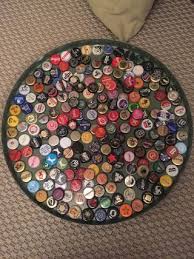 Picture Of Plan How You Re Going To Arrange Your Caps Bottle Cap Table Beer Cap Table Bottle Top Tables