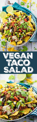 You Won T Miss The Meat In This Vegan Taco Salad With Lentil Walnut Meat Black Beans And Avocado Super De Recette De Plat Recette Vegetarienne Recette Repas