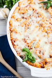 Add the bell peppers, onion, basil, salt, and pepper and cook until the onion begins to soften and brown, about 3 minutes. Italian Sausage Pasta Bake Recipe Sugar Spices Life