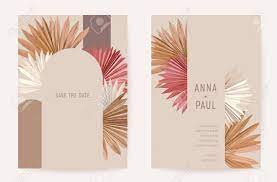 Check spelling or type a new query. Wedding Invitation Boho Tropical Palm Leaves Card Frame Set Royalty Free Cliparts Vectors And Stock Illustration Image 155265746