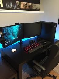 Updated My Dual Battlestations And Wow What A Difference A Monitor Mount Makes Gaming Room Setup Video Game Rooms Game Room Design