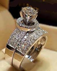 2 50 Ct Ladies Round Diamond Wedding Band Bridal Ring Set 14k White Gold Finish Br925silverczjewelry Engagementweddinga Wedding Rings Bling Beautiful Jewelry