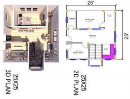 25x25 2d And 3d Plan House Design