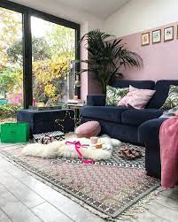 Blue Velvet Sofa French Connection Rug Pink Walls Bifold Doors And Plants In This Ve Velvet Sofa Living Room Blue Velvet Sofa Living Room Velvet Living Room