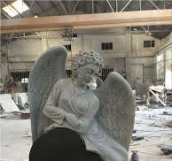 Angel Monument Headstone Black Granite Headstone With 3D Carved Angel -  Upright Cemetery Monument With Custom Engraving Included Upright Grave  Marker