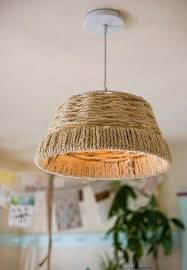 Awesome Craft Light Cover With A Basket Lumiere Suspendue Diy Lampe A Corde Lampe Diy