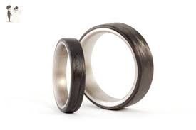 Set Of Two Titanium And Carbon Fiber Wedding Bands Unique Black Matte Rings Water Resi Black Wedding Ring Sets Carbon Fiber Wedding Bands Black Wedding Rings