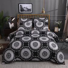 Custom print korean bohemian king size comforter bedsheet bedding set. Black Circle Bedding Sets Blue White Pink Endless Round Circle Duvet Cover Queen King Comforter Cover Bohemian Bed Linen Duvet Cover Aliexpress