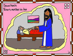 There was a woman there who was sick with a very high fever. Jesus Heals Peter S Mother In Law Coloring Page Stushie Art