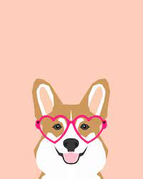 Corgi Love Valentines Heart Shaped Glasses On Funny Dog For Dog Lovers Pet Gifts Customizable Dog Art Print By Dog Wallpaper Iphone Dog Print Art Corgi Art