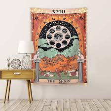The moon card is often considered the most difficult tarot card to comprehend, possibly because of the mysterious nature of the moon itself. Mr Bee Tarot Tapestry The Moon Tarot Card Tapetsry Medieval Europe Mysterious Tapestries With Seamless Nails For Room Home Decor Small