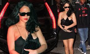 Rihanna wears a skimpy black dress as she is seen leaving a NYC club |  Daily Mail Online