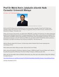 Hashim dan timbalan naib canselor (hal ehwal…» Doc Prof Dr Mohd Amin Jalaludin Dilantik Naib Canselor Universiti Malaya Mulai 8 Nov 2013 Mohd Tajuddin Abdullah Phd Fasc Academia Edu
