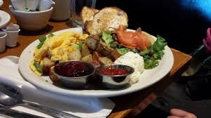 Serve with crispy salad and flavoured crème fraîche and try adding wholegrain mustard, horseradish or lemon juice and black pepper. Smoked Salmon Breakfast Picture Of Stella S On Grant Winnipeg Tripadvisor