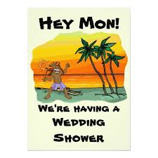 Hey Mon Jamaica Beach Wedding Bridal Shower Invitation Zazzle Com Jamaica Beach Wedding Wedding Bridal Shower Invitations Beach Theme Wedding Invitations