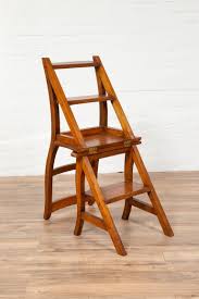 + 2 step 2 ft. Metamorphic Vintage Dutch Colonial Teak Wood Step Ladder Folding Side Chair At 1stdibs