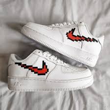 Nike Air Force 1 Custom Orange Pixel The Custom Movement In 2020 Nike Air Shoes Nike Air Nike