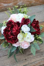 Fall wedding with burgundy colored flowers as decoration is always elegant and graceful. Burgundy And Blush Fall Silk Wedding Flowers Silk Wedding Flowers And Bouquets Online Love Is Blooming