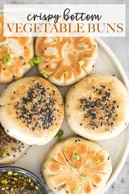 Green dim sum, chinese food. Crispy Bottom Pan Fried Vegetable Buns No Yeast Ahead Of Thyme