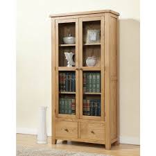 Cotswold Rustic Light Oak Display Cabinet Glass Cabinet Doors Oak Display Cabinet Bookcase With Glass Doors