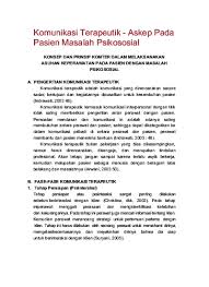 Ar t (a sisten rumah tangga). Makalah Komunikasi Terapeutik Pada Pasien Lansia