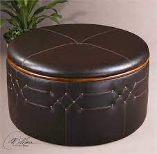 Ottomans can add storage and a footrest to chairs that do not recline. Round Brown Leather Storage Ottoman Reflections Of You By Amy