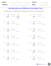 Sums And Or Differences 3 Digits With Rounding Guide Teacher Worksheets Math Worksheet Math Division Worksheets