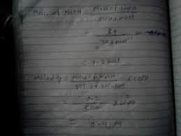 V = 500 ml = 0.5 l. Calculate The Molarity Of A Solution Containing 8 G Of Naoh In 500 Ml Of Water Brainly In