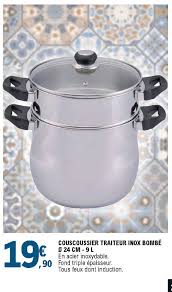 Meuble plancha avec ou sans roues ? Offre Couscoussier Traiteur Inox Bombe 24 Cm 9 L Chez E Leclerc