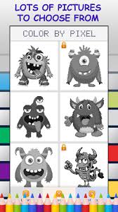 Few activities are more idle than painting. Cartoon Monsters Color By Number Free Pixel Art Game Coloring Book Pages Happy Creative Relaxing Paint Crayon Palette Zoom In Tap To Color