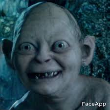 Gollum have eaten so much raw fish that he put on some weight : FaceApp