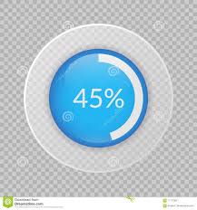 45 percent pie chart on transparent background percentage