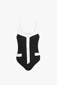 Looking great and feeling your best is easy when you have cute bathing suits. Bicolor Black And White Swimsuit With Gold Tone Buttons For Women Balmain Com