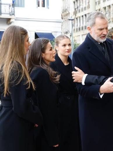 Queen Letizia and King Felipe, accompanied by their daughters Princess  Leonor and Infanta Sofía, and Queen Doña Sofía, attend in Athens the  funeral of Her Royal Highness Princess Doña Irene of Greece.🕊️🤍🫶