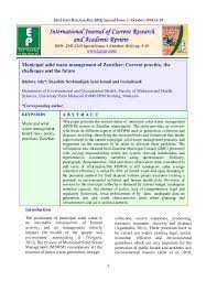 In malaysia, the inland major disaster management mechanism, under the national security council (nsc) of problems of debris. Pdf Municipal Solid Waste Management Of Zanzibar Current Practice The Challenges And The Future Sharifah Norkhadijah Syed Ismail Academia Edu