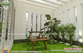 All In One House Elevation Floor Plan And Interiors Courtyard Design Kerala House Design Courtyard House