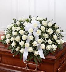 Check spelling or type a new query. White Rose Half Casket Cover Arranged By A Florist In Yonkers Ny Beautiful Blooms Florist