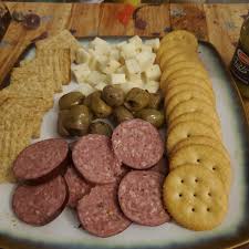 Want great sausage in no time flat? Homemade Holiday Snack Platter W Pepperjack Cheese Garlic Butter Ritz Beef Summer Sausage And Seasoned Olives Food