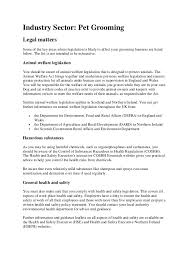 Dog Grooming Industry Sector Legislation