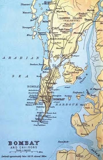 Bombay Photo Images[ Mumbai]: SOME MAPS OF BOMBAY -BEFORE BOMBAY CITY WAS MADE 1588 AND AFTER
