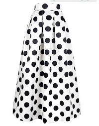 Black And White Polka Dot Maxi Skirt Women S White Contrast Polka Dot Print Maxi Skirt Black Polka Dot Cc12o20v23c Printed Maxi Skirts Maxi Skirt Black Pleated Maxi Skirt