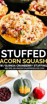 Stuffed Acorn Squash With Quinoa Cranberry Stuffing Vegan Nut Free And A Gluten Free Main Course Acorn Squash Recipes Vegetarian Recipes Healthy Recipes