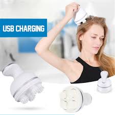 Scalp Massager, Electric Meridian Massage with 4 Moveable Massage Cluster, Rechargeable  Portable Washable Head Massager to Relieve Fatigue and Hair Loss