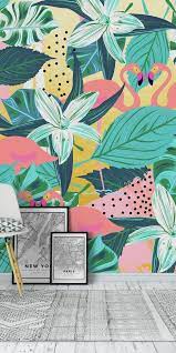 Here is a wonderful collection of beach murals and tropical images that will transfer your into a ocean paradise. Flamingo Tropical Wallpaper Mural Wall Murals Painted Tropical Wallpaper