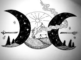 Double Moon Pen Ink Drawing Mountain Sun Stars Camp Drawing Stars Ink Pen Drawings My Drawings