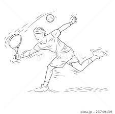 Tennis Player In Action, Hand Draw Sketch - Stock Illustration [23749139] -  Pixta